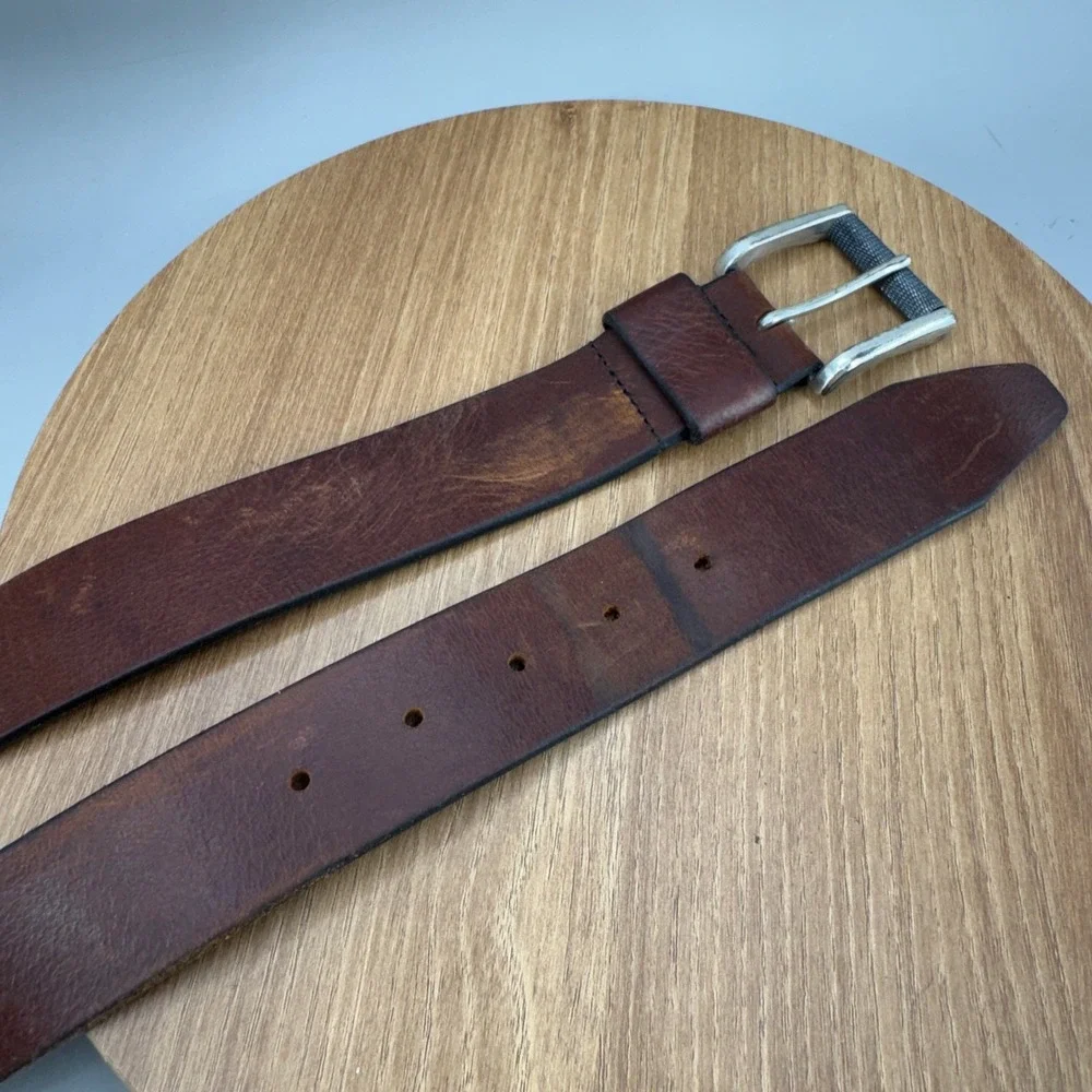 1901 Mens Genuine Leather Belt Size 34 Brown‎ Made in USA Rugged Classic